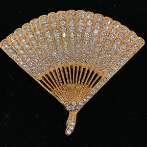 ORA Russian Gold Tone RS Fan Pin / Pendant